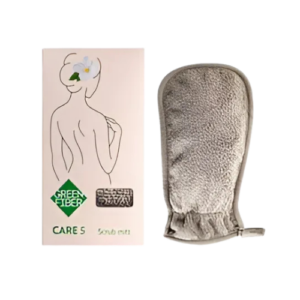 CARE 5 MANOPLA SCRUB DE BAÑO GREEN FIBER, 24 × 15 cm